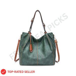 Vintage Hobo Shoulder Bag Soft Leather Structured Purse Boho Chic Tote